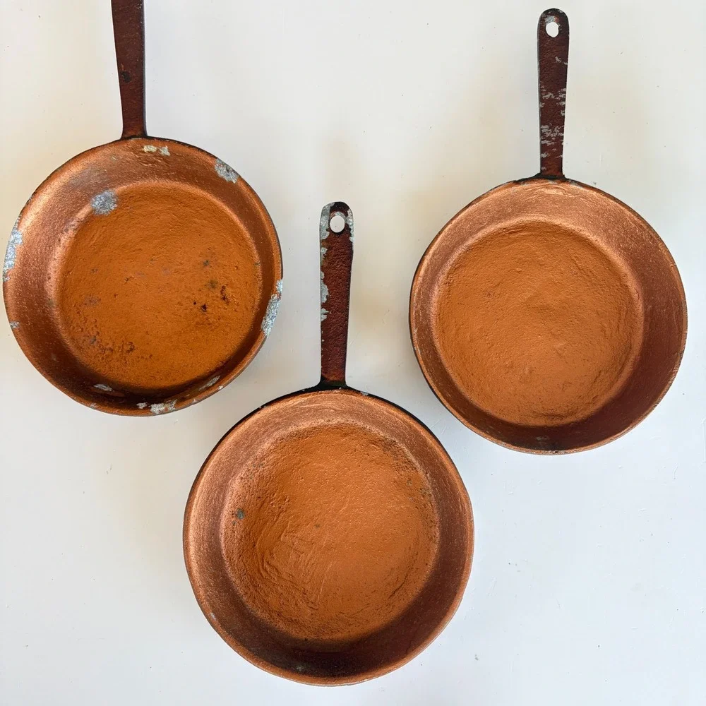 Vintage Set of 3 Fruit Embossed Cast Metal Copper Tone Wall Hanging Molds 9.75in